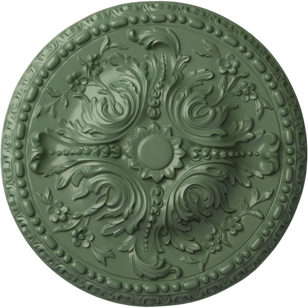 Ekena Millwork Amelia Ceiling Medallion (Fits Canopies up to 2 3/8"), Hnd-Painted Athenian Green, 19 5/8"OD x 3/4"P CM20AMAGF - main